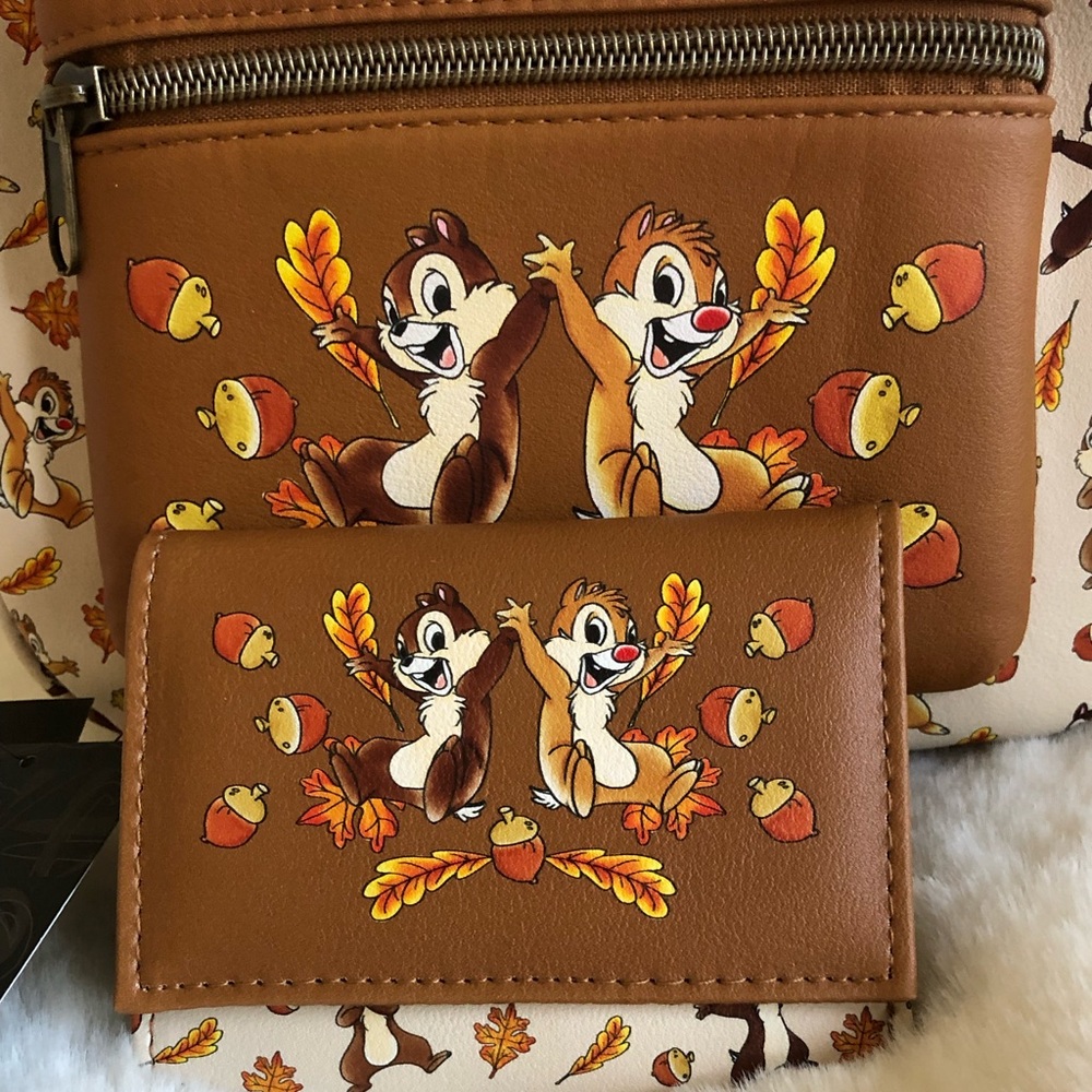 Disney Loungefly Chip n Dale Fall Leaves Acorns Backpack Bundle NWT - Picture 5 of 10